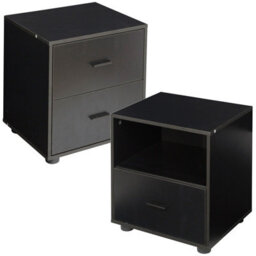 Urbn-Living Urbnliving Height 43Cm 1 Drawer Wooden Bedside Table Cabinet Black Bedroom Furniture Storage Nightstand