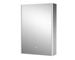 Balterley Rectangular 1 Door Touch Sensor Mirror Cabinet With 2 Shelves, Demister & Shaver Socket, 500mm - White/chrome