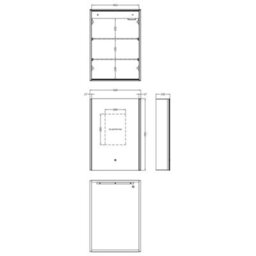 Balterley Rectangular 1 Door Touch Sensor Mirror Cabinet With 2 Shelves, Demister & Shaver Socket, 500mm - White/chrome - thumbnail 5