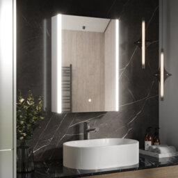 Balterley Rectangular 1 Door Touch Sensor Mirror Cabinet With 2 Shelves, Demister & Shaver Socket, 500mm - White/chrome - thumbnail 4