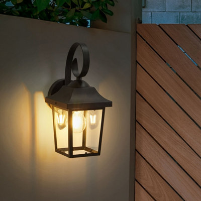Beliani Outdoor Wall Light Matte Black Traditional Sconce Waterproof Iron And Glass Patio Garden Light 15 X 18 X 33 Cm - image 1