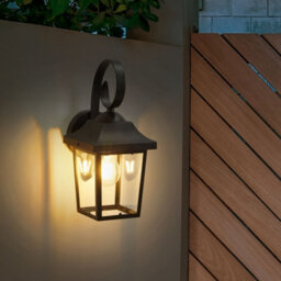 Beliani Outdoor Wall Light Matte Black Traditional Sconce Waterproof Iron And Glass Patio Garden Light 15 X 18 X 33 Cm - thumbnail 1