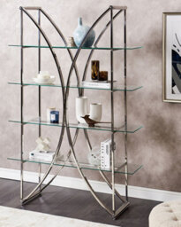 Beliani 4 Tier Shelving Unit Hollow Metal 175 Cm Silver - thumbnail 2