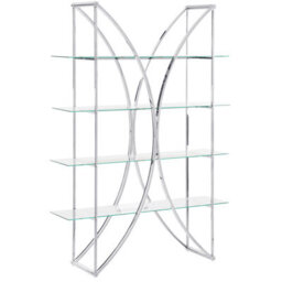 Beliani 4 Tier Shelving Unit Hollow Metal 175 Cm Silver - thumbnail 1
