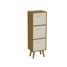 Urbn-Living Urbnliving 80Cm Height 3 Tier Beech Wooden Storage Bookcase Scandinavian Style Beech Legs With Cream Inserts - thumbnail 2