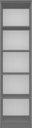 Arte Grey One-Door Wardrobe With Black Stripes - 5 Shelves, Black Handles, 50X200X61 Cm - thumbnail 4