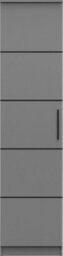 Arte Grey One-Door Wardrobe With Black Stripes - 5 Shelves, Black Handles, 50X200X61 Cm - thumbnail 3
