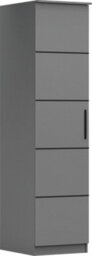 Arte Grey One-Door Wardrobe With Black Stripes - 5 Shelves, Black Handles, 50X200X61 Cm - thumbnail 2
