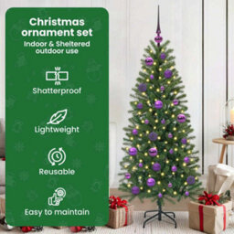 Vidaxl Christmas Bauble Set With 150 Leds 61 Pcs Lilac Plastic - thumbnail 7