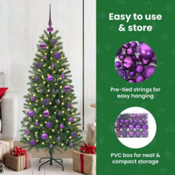 Vidaxl Christmas Bauble Set With 150 Leds 61 Pcs Lilac Plastic - thumbnail 9