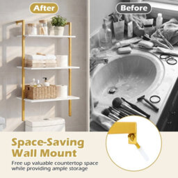 Gainoom 3-Tier Industrial Wall Mounted Shelves Wooden Floating Shelving Unit - thumbnail 6
