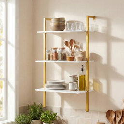Gainoom 3-Tier Industrial Wall Mounted Shelves Wooden Floating Shelving Unit - thumbnail 3