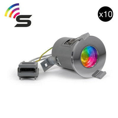 10 Pack - Polished Chrome Gu10 Fire Rated Smart Led Downlight - Ip65 - Se Home - image 1