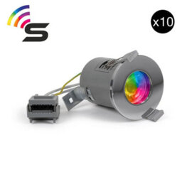 10 Pack - Polished Chrome Gu10  Fire Rated Smart Led Downlight - Ip65 - Se Home