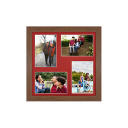 AK Frames 12X12 Walnut Modern Multi Photo Frame With Crimson Mount - Holds 4 Apertures (4X) 6X4 Photos