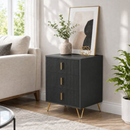 Homcom Modern 3 Drawer Dresser With Metal Legs And Steel Handles, Black - thumbnail 8