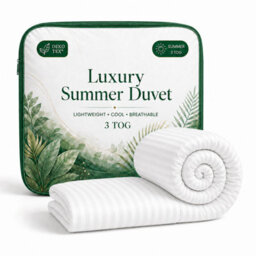 Opulent Home 3 Tog Summer Duvet - Lightweight Striped Microfibre, Oeko-Tex Certified, Made In Uk - Double - thumbnail 1