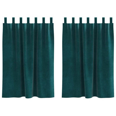 Berkfield Modern Blackout Curtains With Hanging Loops 2 Pcs Dark Green Velvet