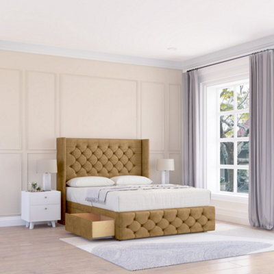 "Sloomy Luthor Plush Memory Foam Bed Set ,no Drawers, Mattress & 54"" Wingback Headboard With 12"" Footboard - King" - image 1
