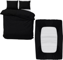 Ameha Plain Dyed Duvet Cover Complete Set With Matching Fitted Sheet & Pillowcase Microfiber Single Black - thumbnail 4