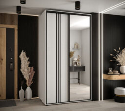Arte Elegant White Cannes Vii Sliding Wardrobe H2050mm W1300mm D600mm With Customisable Black Steel Handles - thumbnail 2