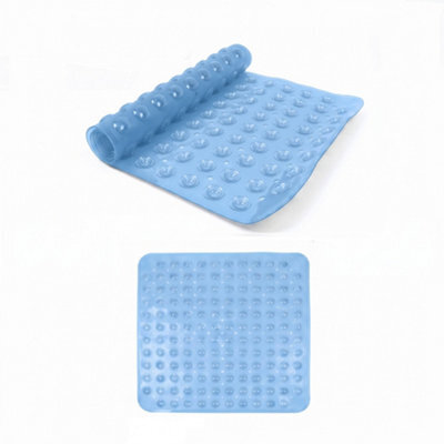 Oxford Homeware Suction Cups Gripper Shower Bath Mat Machine Washable Anti Mould And Mildew Bathroom Mat (Light Blue, 53X53Cm) - image 1