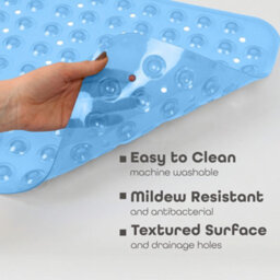 Oxford Homeware Suction Cups Gripper Shower Bath Mat Machine Washable Anti Mould And Mildew Bathroom Mat (Light Blue, 53X53Cm) - thumbnail 4