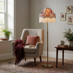 Happy Homewares Vintage Victorian Style Floral Pendant Shade In Burgundy Red Fabric - thumbnail 6