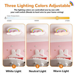 Vrygle Modern Ceiling Light Cloud Dimmable Led Chandelier Pendant Lamp For Kids Bedroom Pink - thumbnail 3
