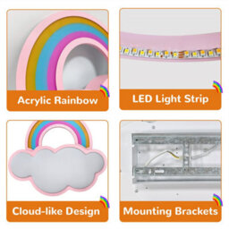 Vrygle Modern Ceiling Light Cloud Dimmable Led Chandelier Pendant Lamp For Kids Bedroom Pink - thumbnail 4
