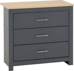 Seconique Portland 3 Drawer Chest In Grey With Oak Effect Finish