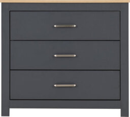 Seconique Portland 3 Drawer Chest In Grey With Oak Effect Finish - thumbnail 4