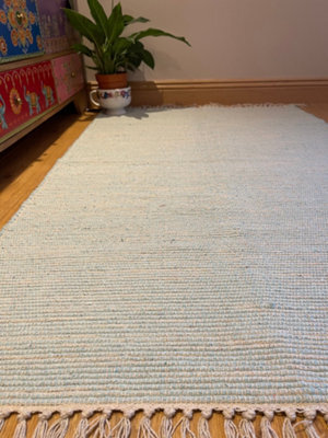 Second Nature Online Hush Hand Loomed Soft Cotton Rug In Muted Colours / 120 X 180 Cm / Duck Egg Blue - image 1