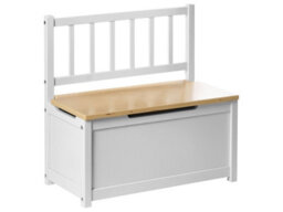 Wyld And Coco Kids Storage Bench In White Pine Wood With Soft-Close Lid - 54 X 28 X 53 Cm - thumbnail 3