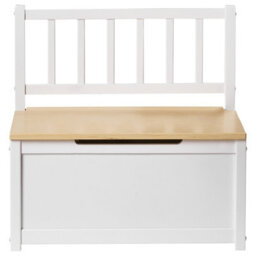 Wyld And Coco Kids Storage Bench In White Pine Wood With Soft-Close Lid - 54 X 28 X 53 Cm - thumbnail 1