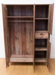 Timber Art Design Stretton Urban Industrial 4 Door Large Wardrobe With Drawer Rustic Bedroom - thumbnail 5