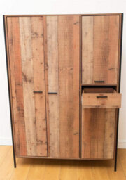 Timber Art Design Stretton Urban Industrial 4 Door Large Wardrobe With Drawer Rustic Bedroom - thumbnail 3