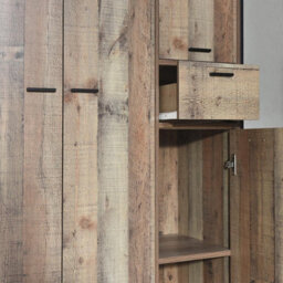 Timber Art Design Stretton Urban Industrial 4 Door Large Wardrobe With Drawer Rustic Bedroom - thumbnail 6