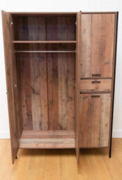 Timber Art Design Stretton Urban Industrial 4 Door Large Wardrobe With Drawer Rustic Bedroom - thumbnail 4