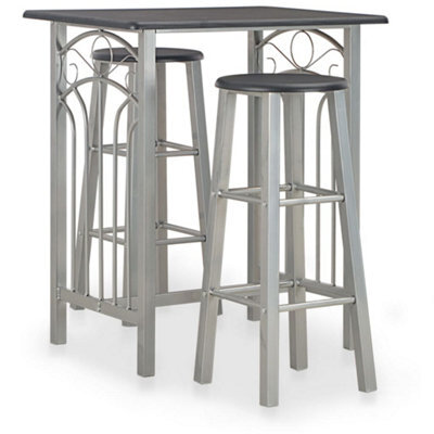 Berkfield 3 Piece Bar Set Wood And Steel Black - image 1