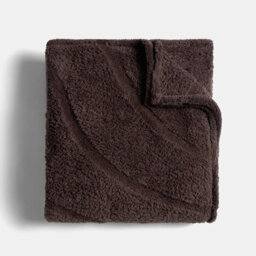 Ohs Tufted Contour Throw Teddy Fleece Blanket Winter Soft Warm Bedspread, Coffee - 180 X 200 Cm - thumbnail 3