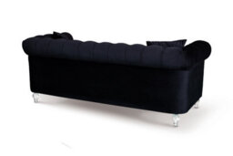 Velvet Black 3 Seater Chesterfield Sofa With Acrylic Feet - thumbnail 6