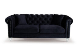 Velvet Black 3 Seater Chesterfield Sofa With Acrylic Feet - thumbnail 4