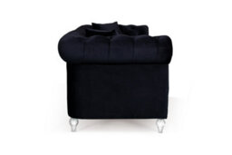 Velvet Black 3 Seater Chesterfield Sofa With Acrylic Feet - thumbnail 5