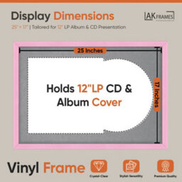 "AK Frames 25X17"" Pink Classic Vinyl Record Frame With Mid Grey Mount For 12 Inch Lp Cover & Disc - Overlapped Design" - thumbnail 2
