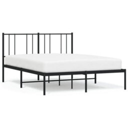 Berkfield Metal Bed Frame With Headboard Black 160X200 Cm - thumbnail 2