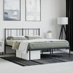 Berkfield Metal Bed Frame With Headboard Black 160X200 Cm - thumbnail 4