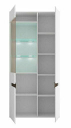 Impact Furniture Glass Display Cabinet Wide Tall 2 Door Buffet Unit With Led Lights White High Gloss Multi Insert Azteca - thumbnail 4