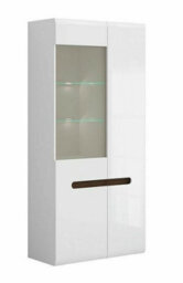 Impact Furniture Glass Display Cabinet Wide Tall 2 Door Buffet Unit With Led Lights White High Gloss Multi Insert Azteca - thumbnail 3