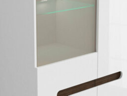 Impact Furniture Glass Display Cabinet Wide Tall 2 Door Buffet Unit With Led Lights White High Gloss Multi Insert Azteca - thumbnail 7